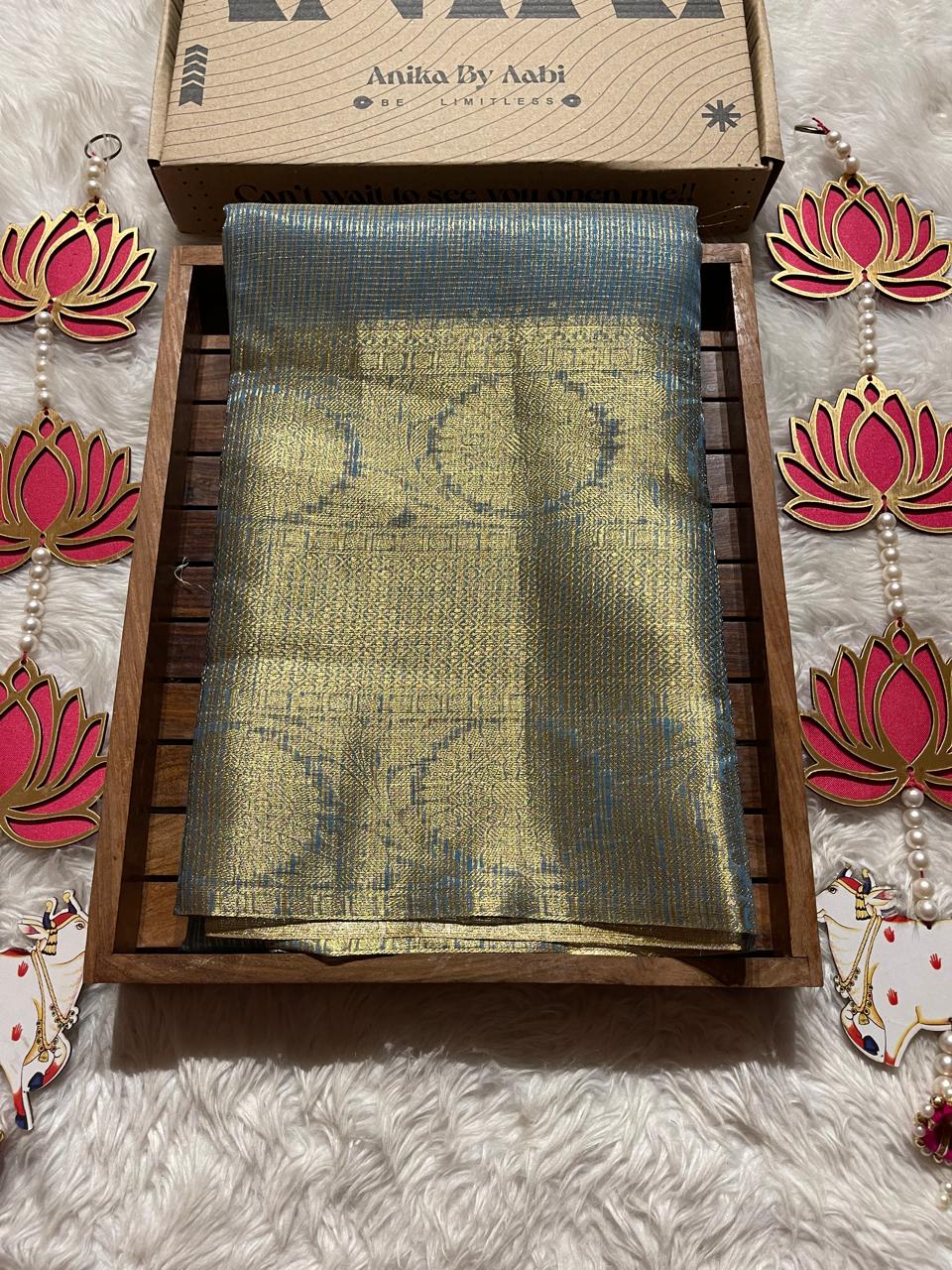 GOLDEN DAZZLE-LAPIS LAZULI BLUE SAREE