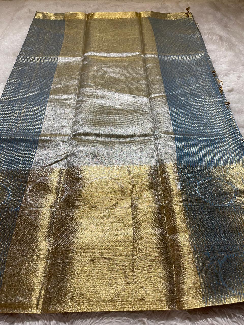 GOLDEN DAZZLE-LAPIS LAZULI BLUE SAREE