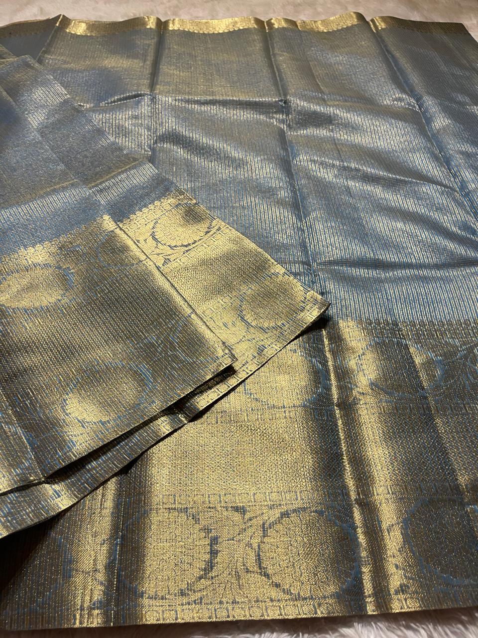 GOLDEN DAZZLE-LAPIS LAZULI BLUE SAREE