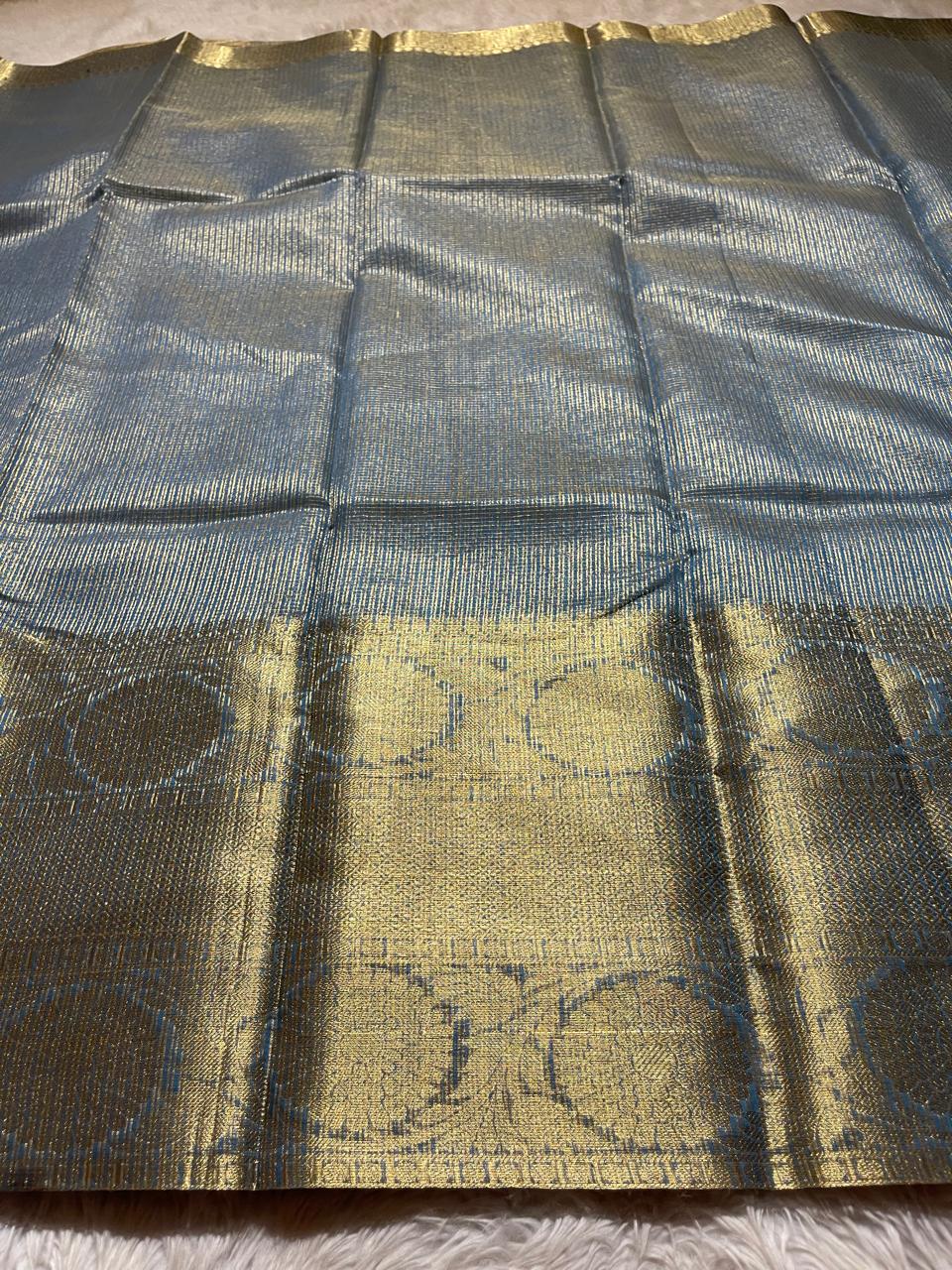 GOLDEN DAZZLE-LAPIS LAZULI BLUE SAREE