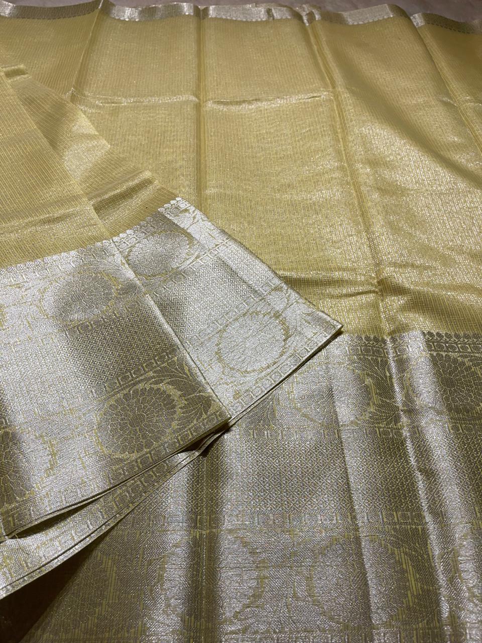 GOLDEN DAZZLE-LIGHT LEMONGRASS SAREE