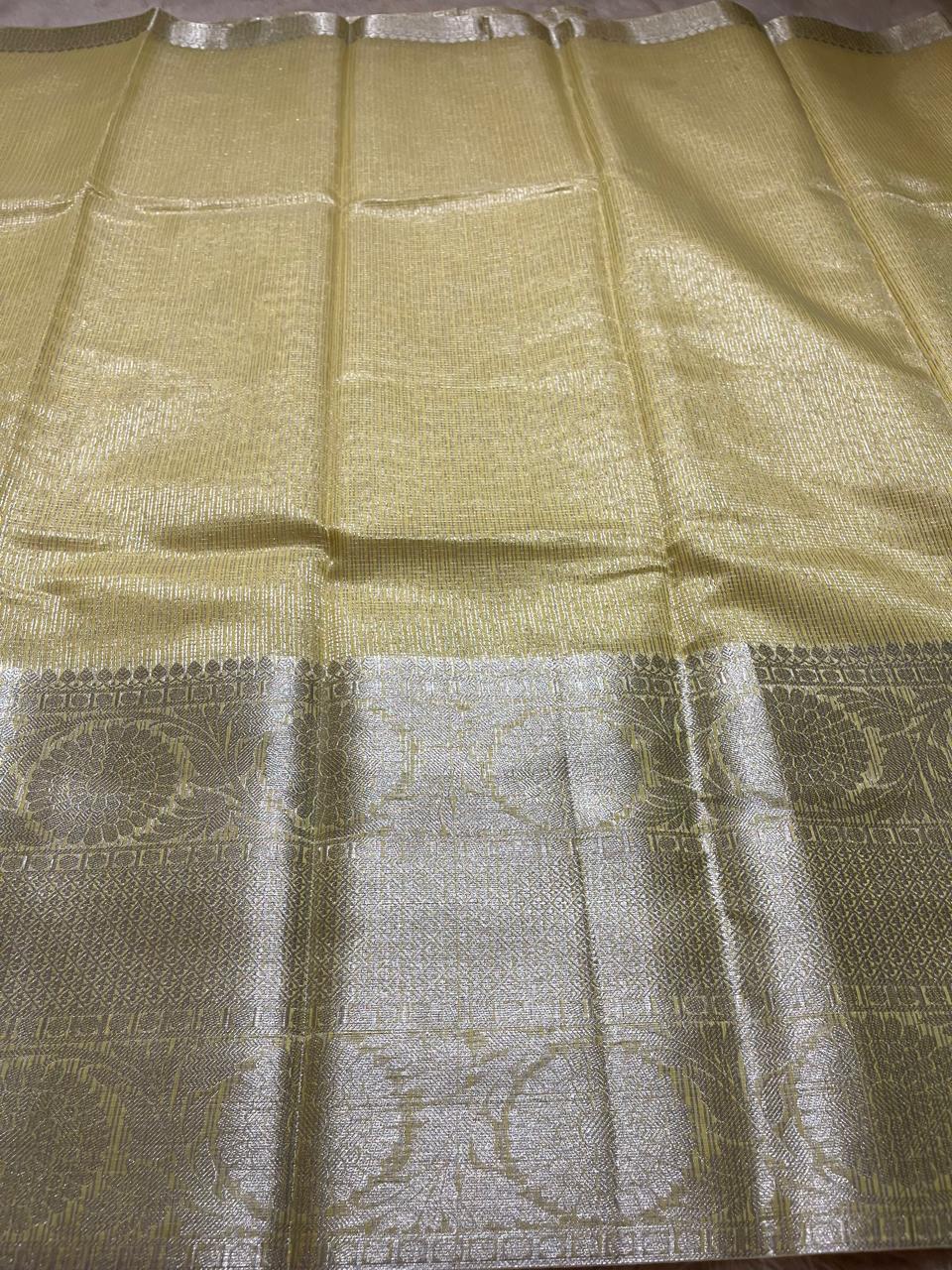 GOLDEN DAZZLE-LIGHT LEMONGRASS SAREE