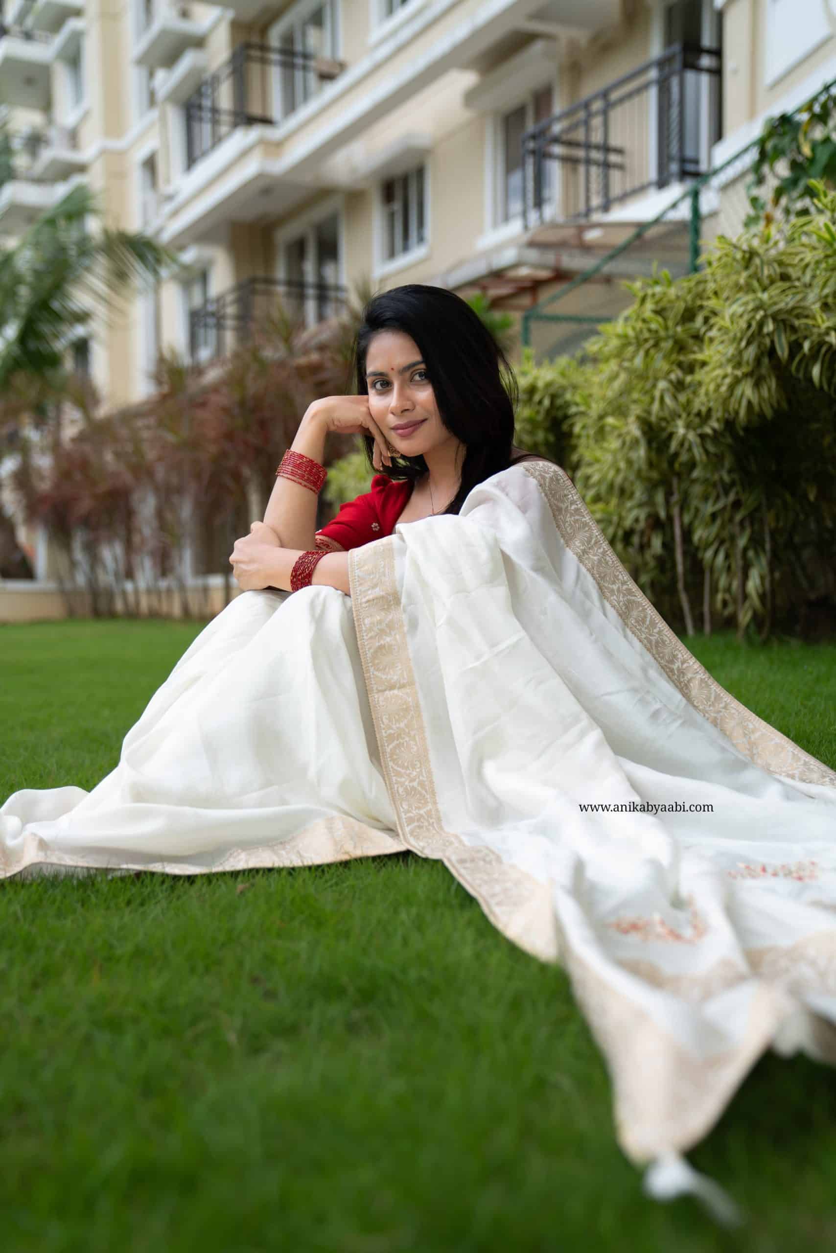 ONAM SERIES-TANVI HALFWHITE SAREE