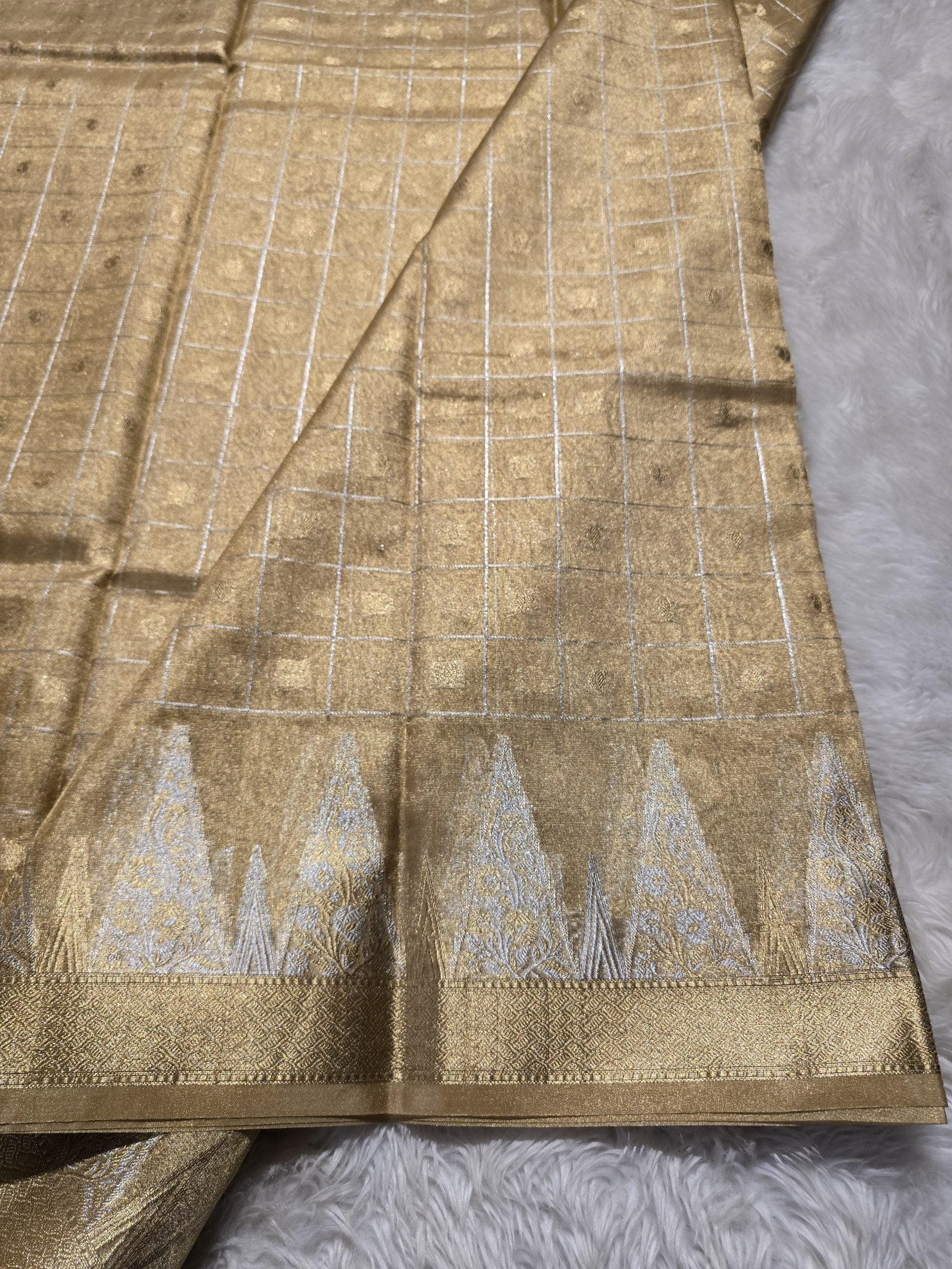 RADHI CHECKS-PASTEL GOLD SAREE