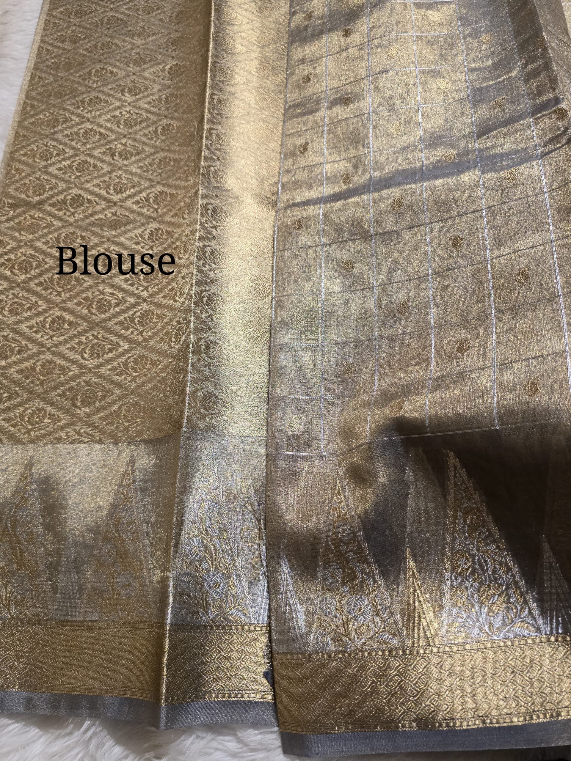 RADHI CHECKS-PASTEL GRAY SAREE