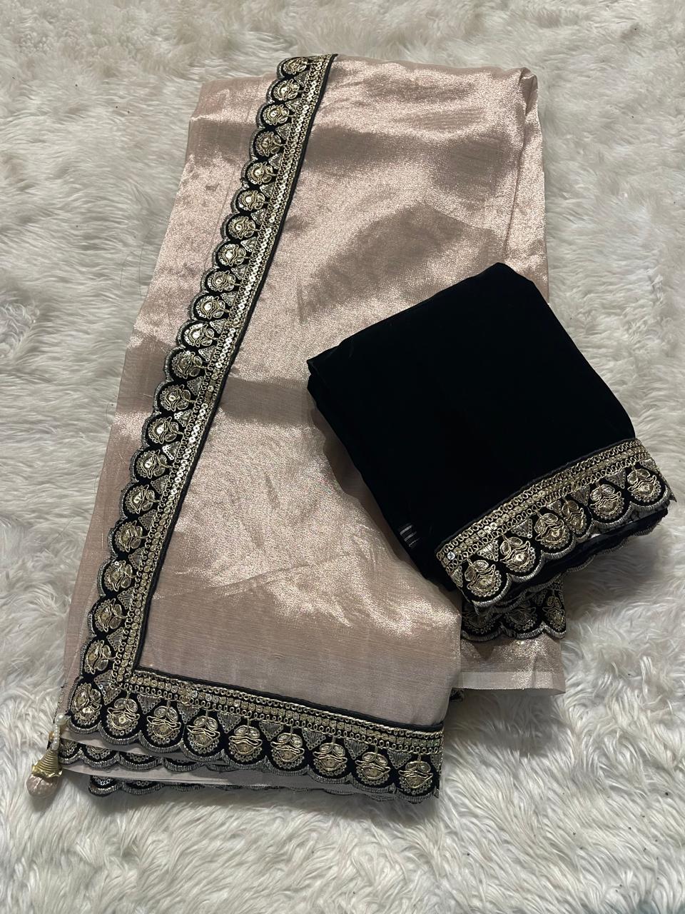 ANIKA LUXE-SCALOP PASTEL PINK SAREE