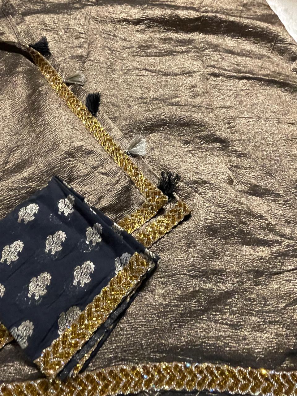 TISSUE LACE-BLACK SAREE