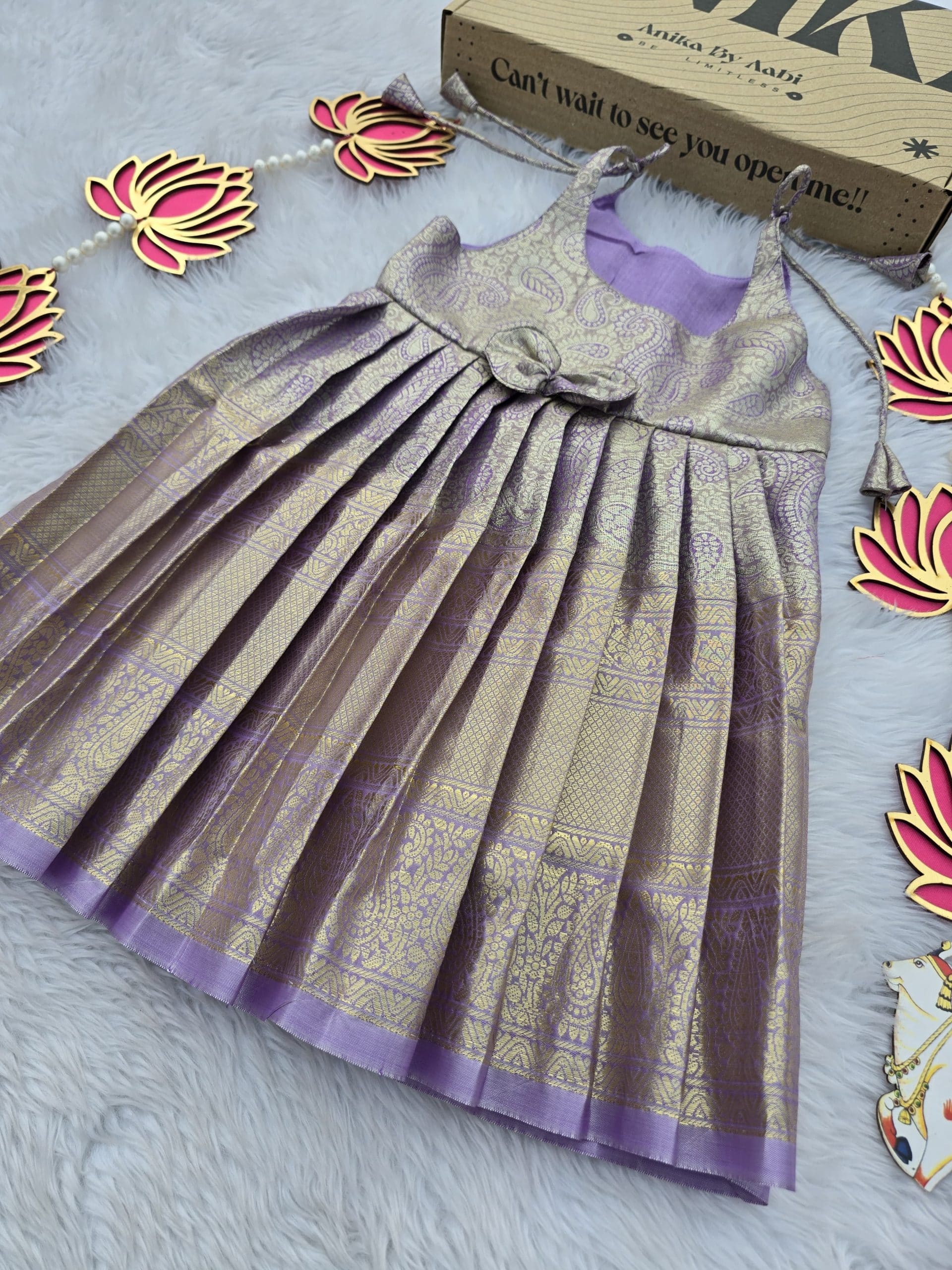 SWAYAM KIDS FROCK-PASTEL LILAC MANGO BIG BORDER