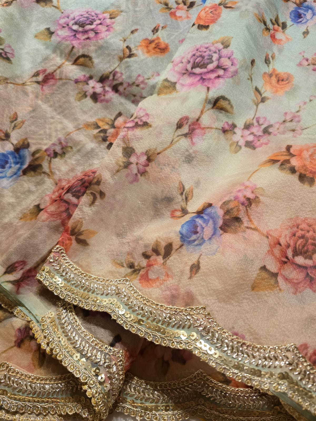 ORGANZA LACE-FLORAL ELEGANCE SAREE