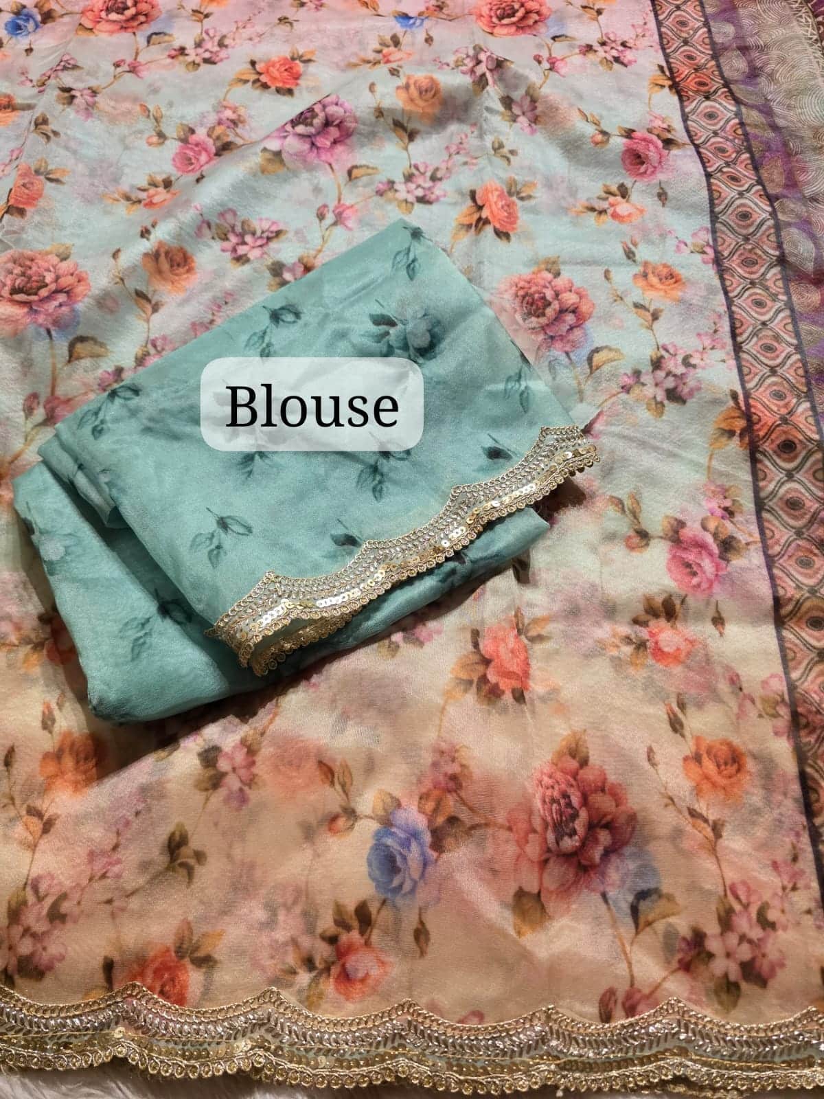 ORGANZA LACE-FLORAL ELEGANCE SAREE