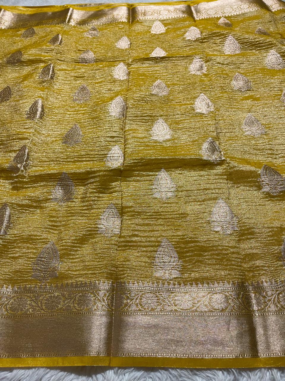 CRUSH MOTIF-MANGO YELLOW SAREE