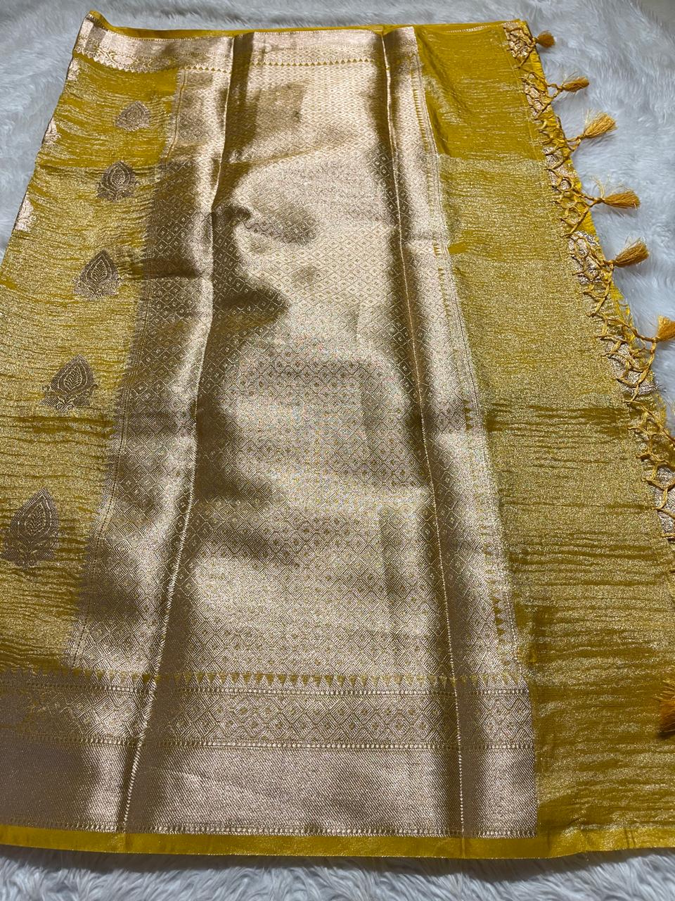 CRUSH MOTIF-MANGO YELLOW SAREE
