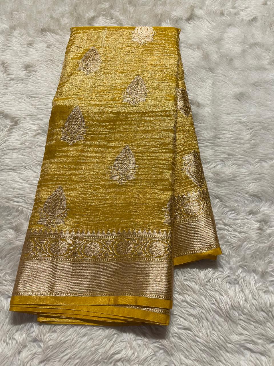 CRUSH MOTIF-MANGO YELLOW SAREE