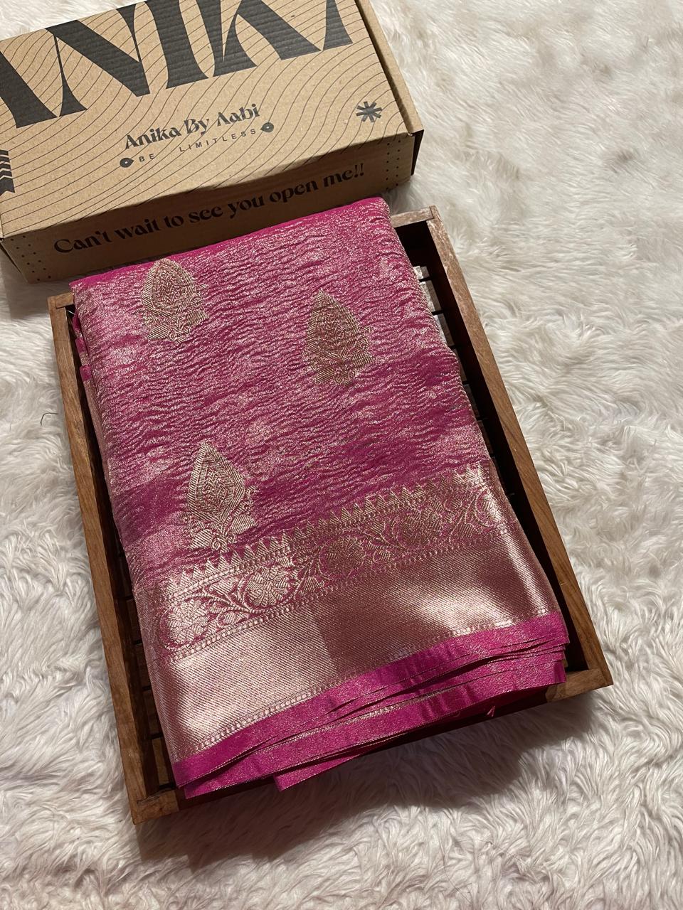 CRUSH MOTIF-RANIPINK SAREE