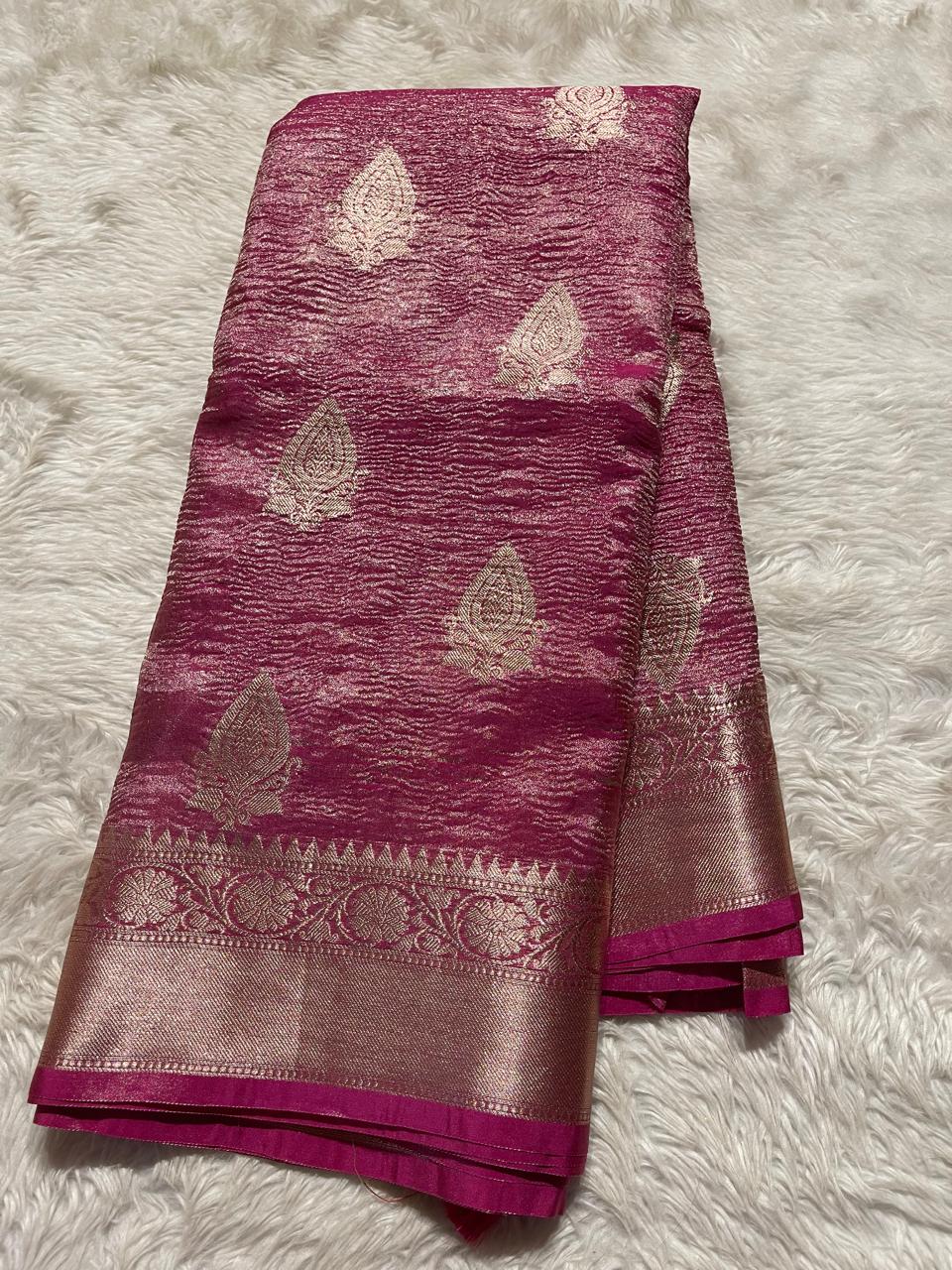 CRUSH MOTIF-RANIPINK SAREE