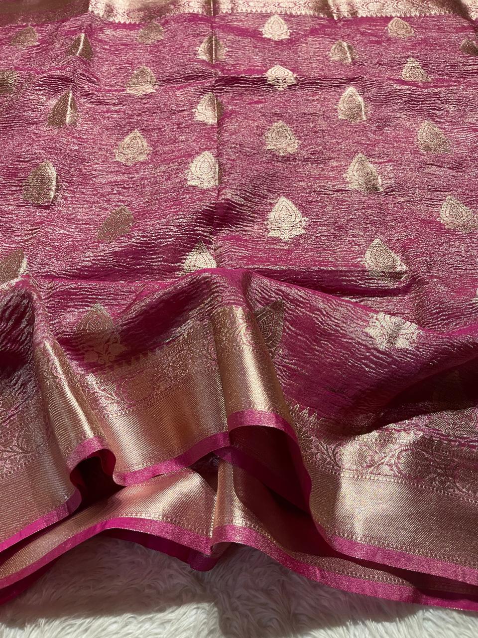CRUSH MOTIF-RANIPINK SAREE