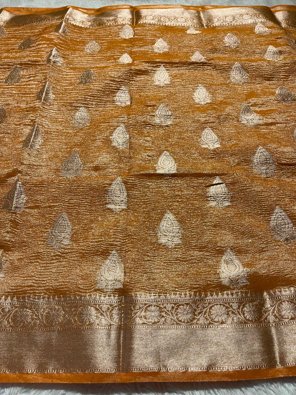 CRUSH MOTIF-ORANGE SAREE