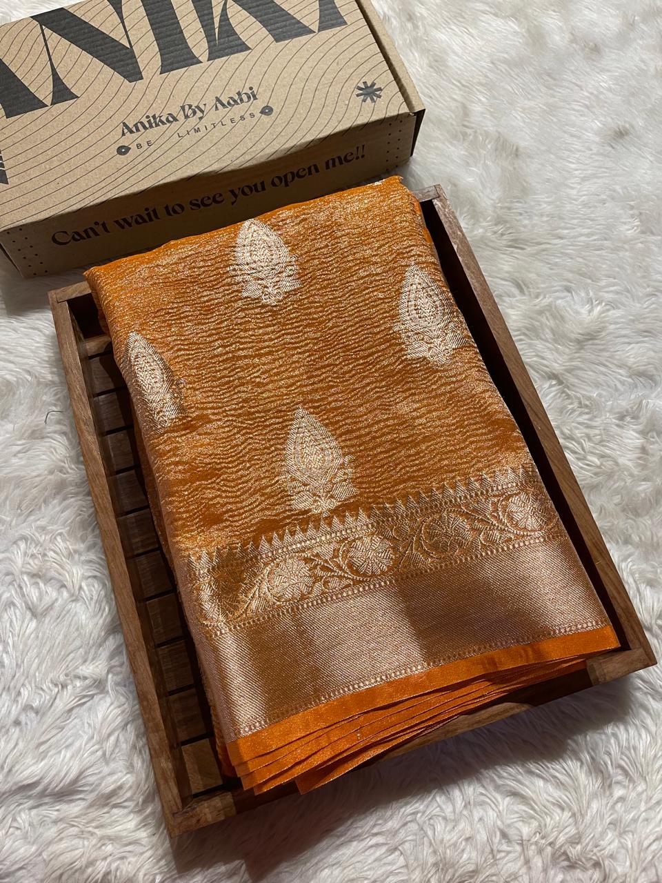CRUSH MOTIF-ORANGE SAREE