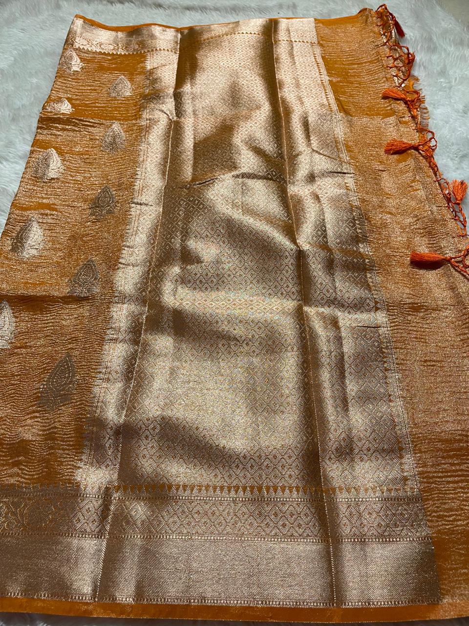 CRUSH MOTIF-ORANGE SAREE