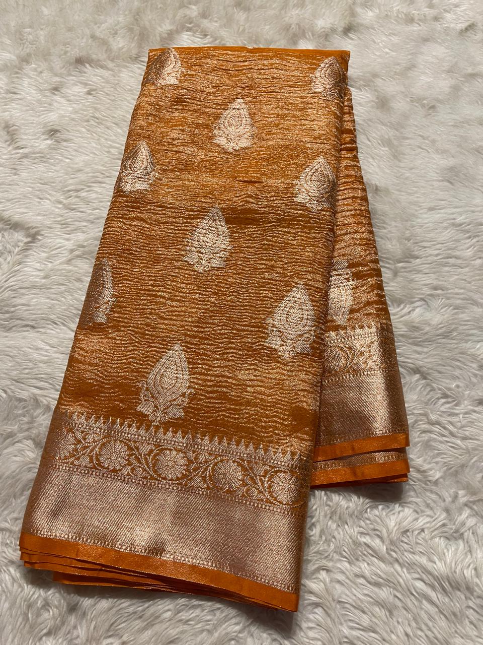 CRUSH MOTIF-ORANGE SAREE