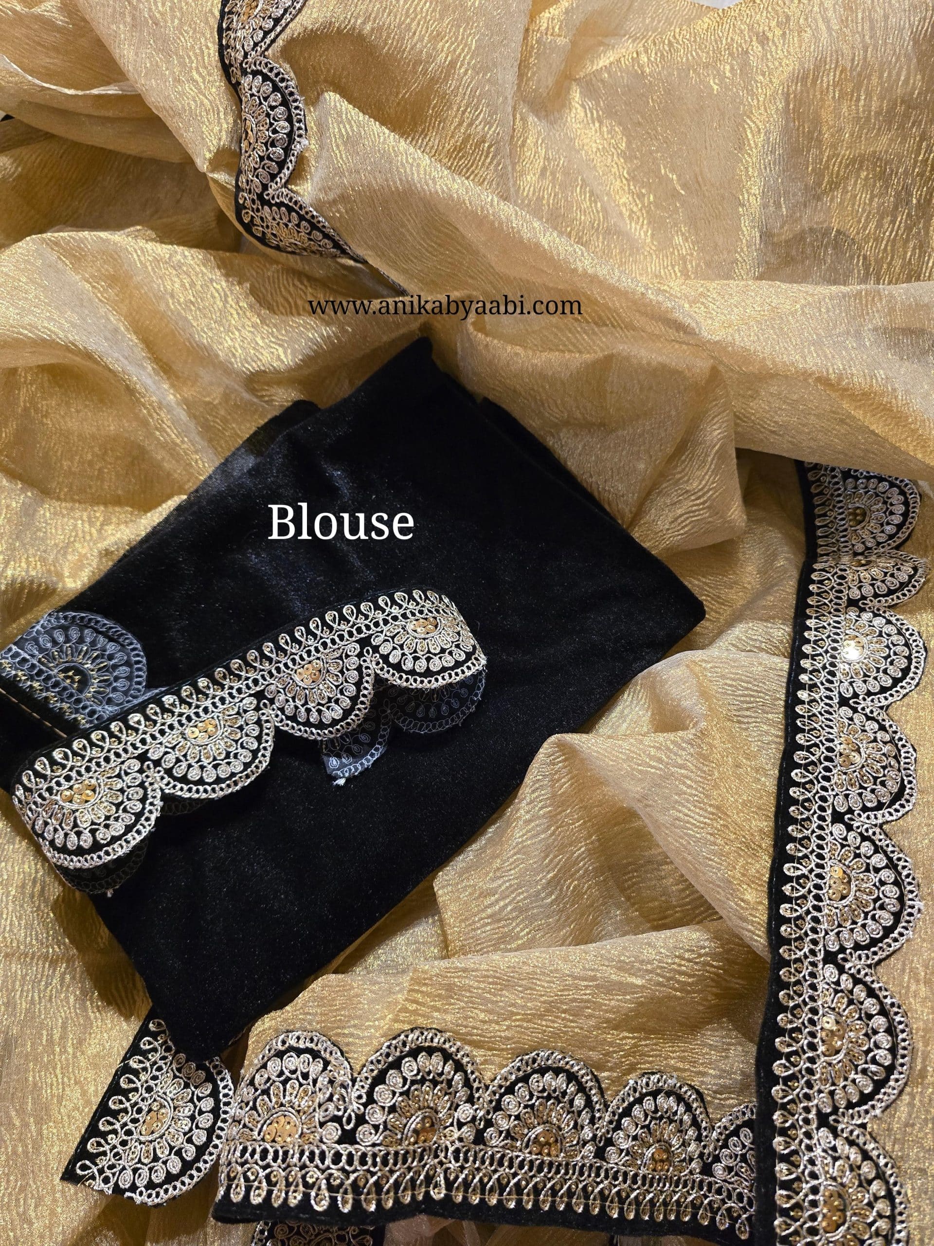CRUSH GOLD LACE SAREE