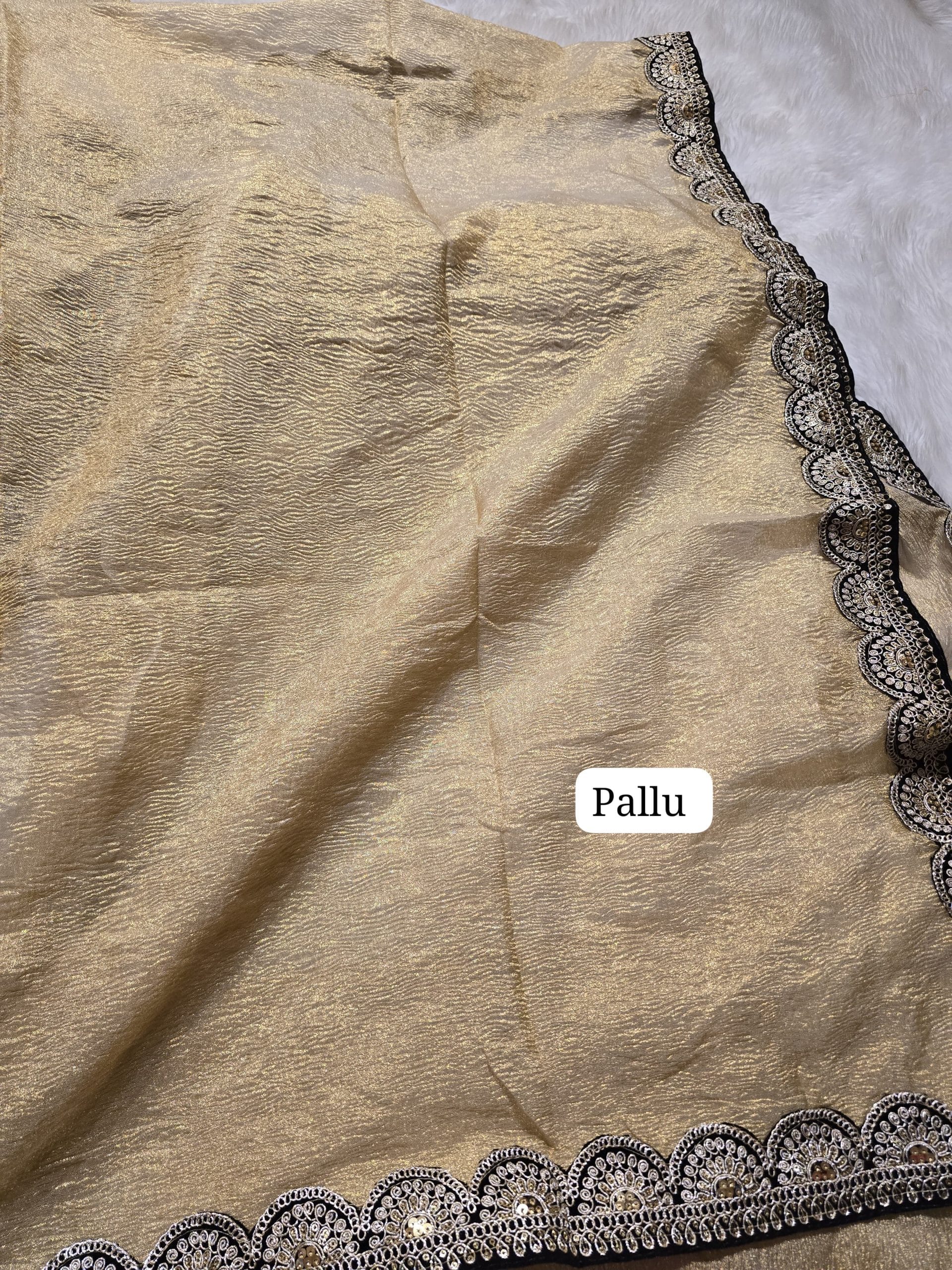 CRUSH GOLD LACE SAREE