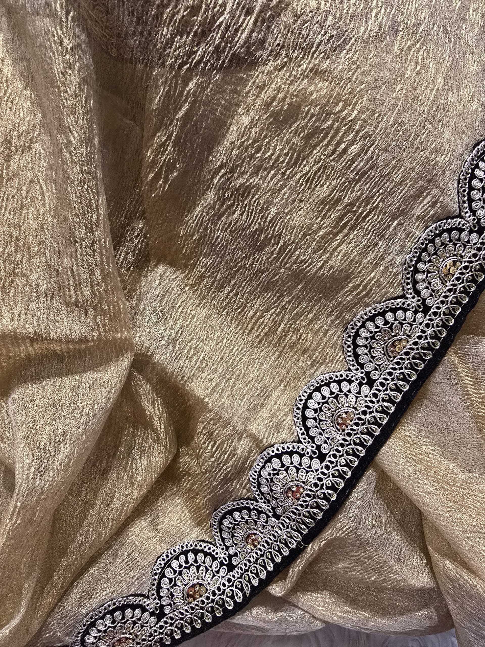 CRUSH GOLD LACE SAREE