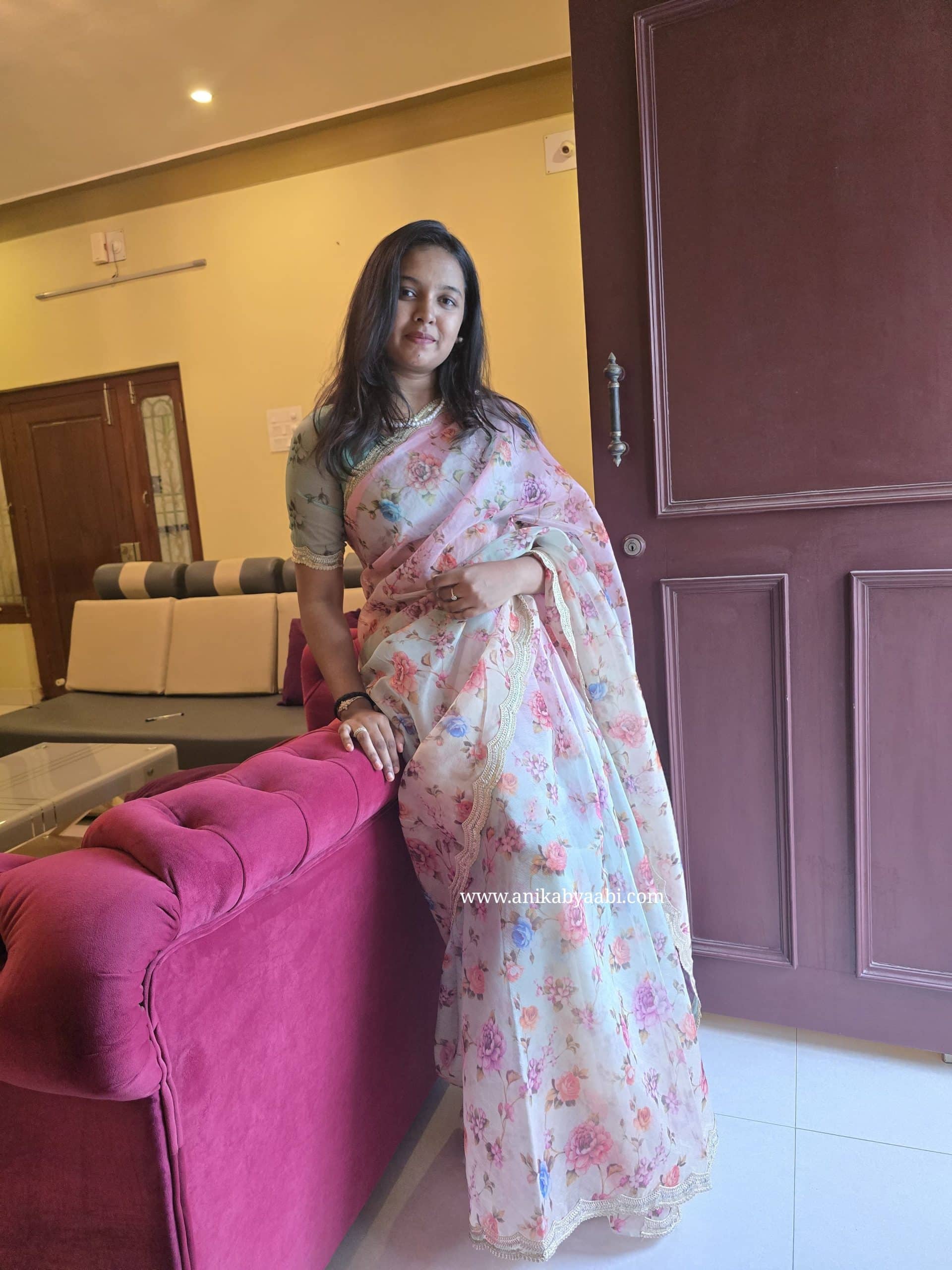 ORGANZA LACE-FLORAL ELEGANCE SAREE