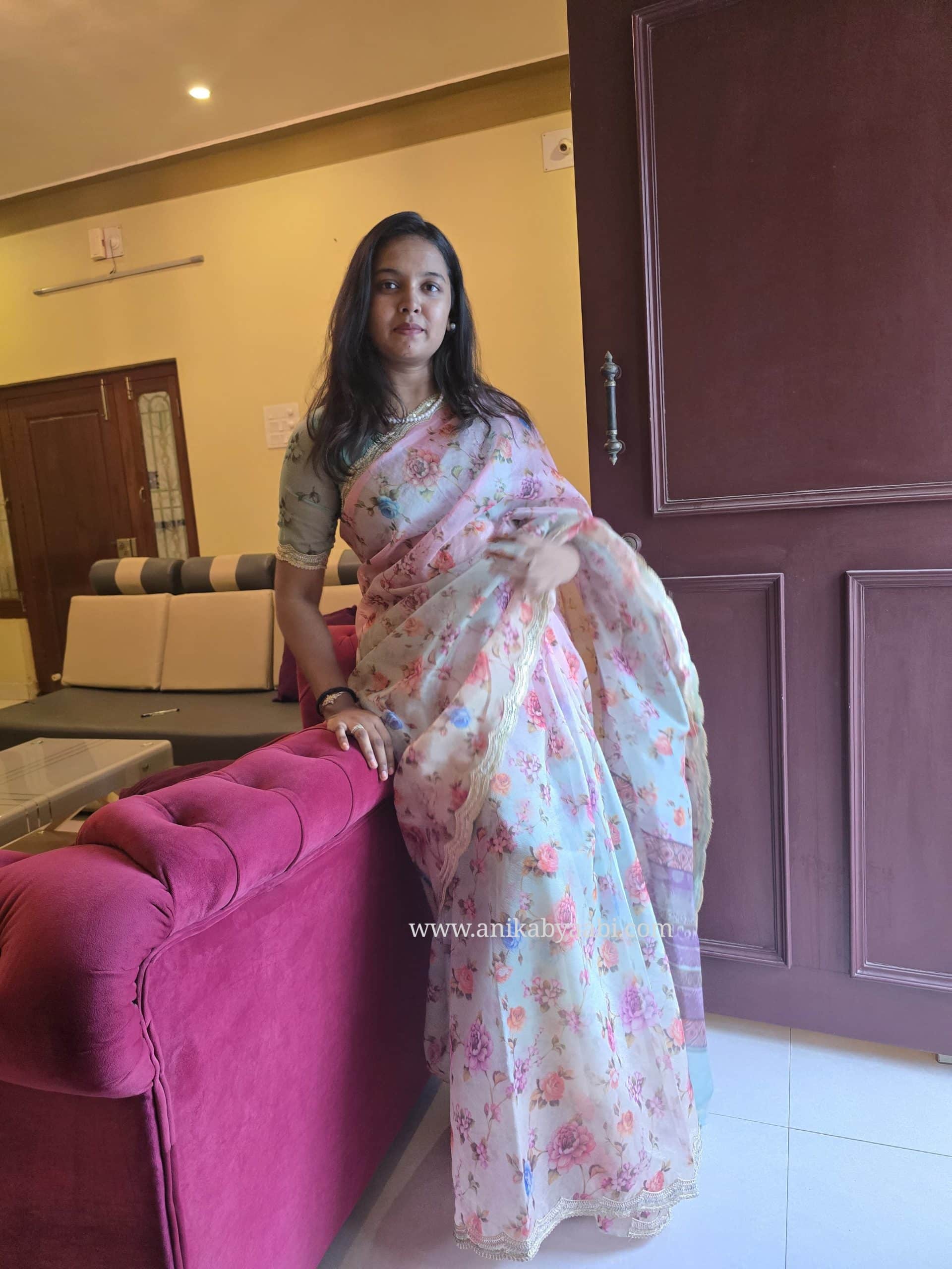 ORGANZA LACE-FLORAL ELEGANCE SAREE