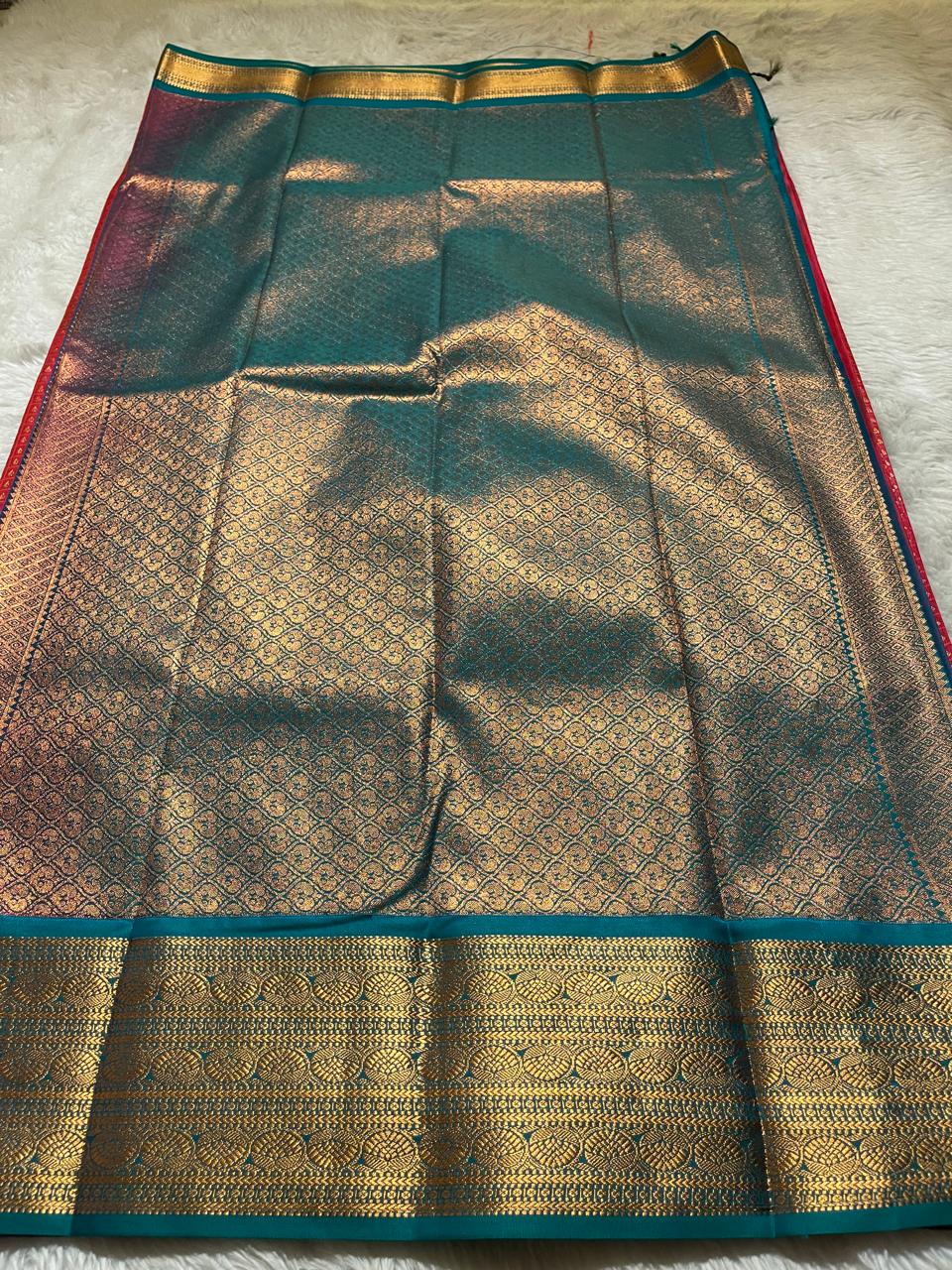 1000 BUTTAS-DARKPEACH WITH DARKTURQUOISE SAREE