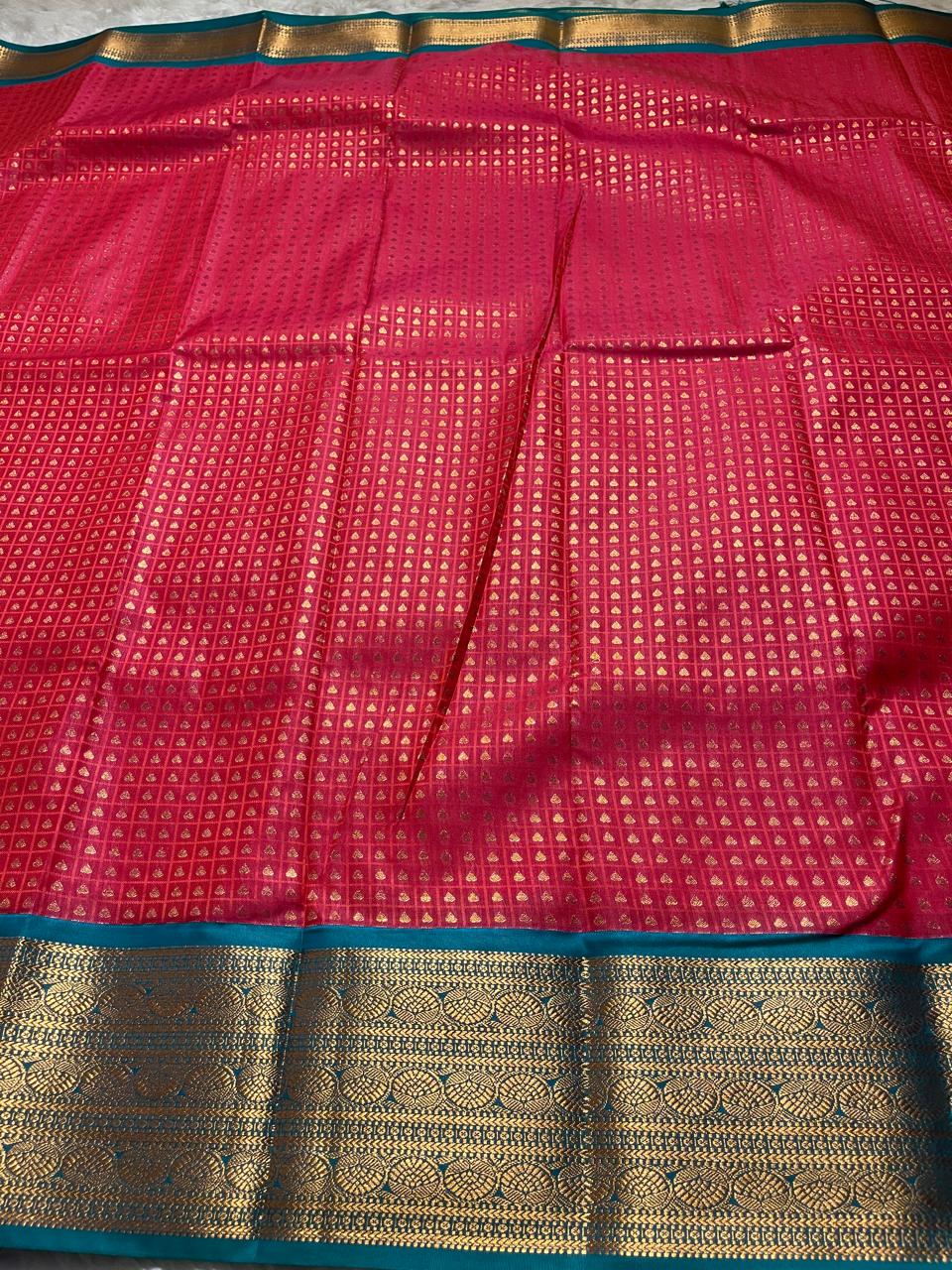 1000 BUTTAS-DARKPEACH WITH DARKTURQUOISE SAREE