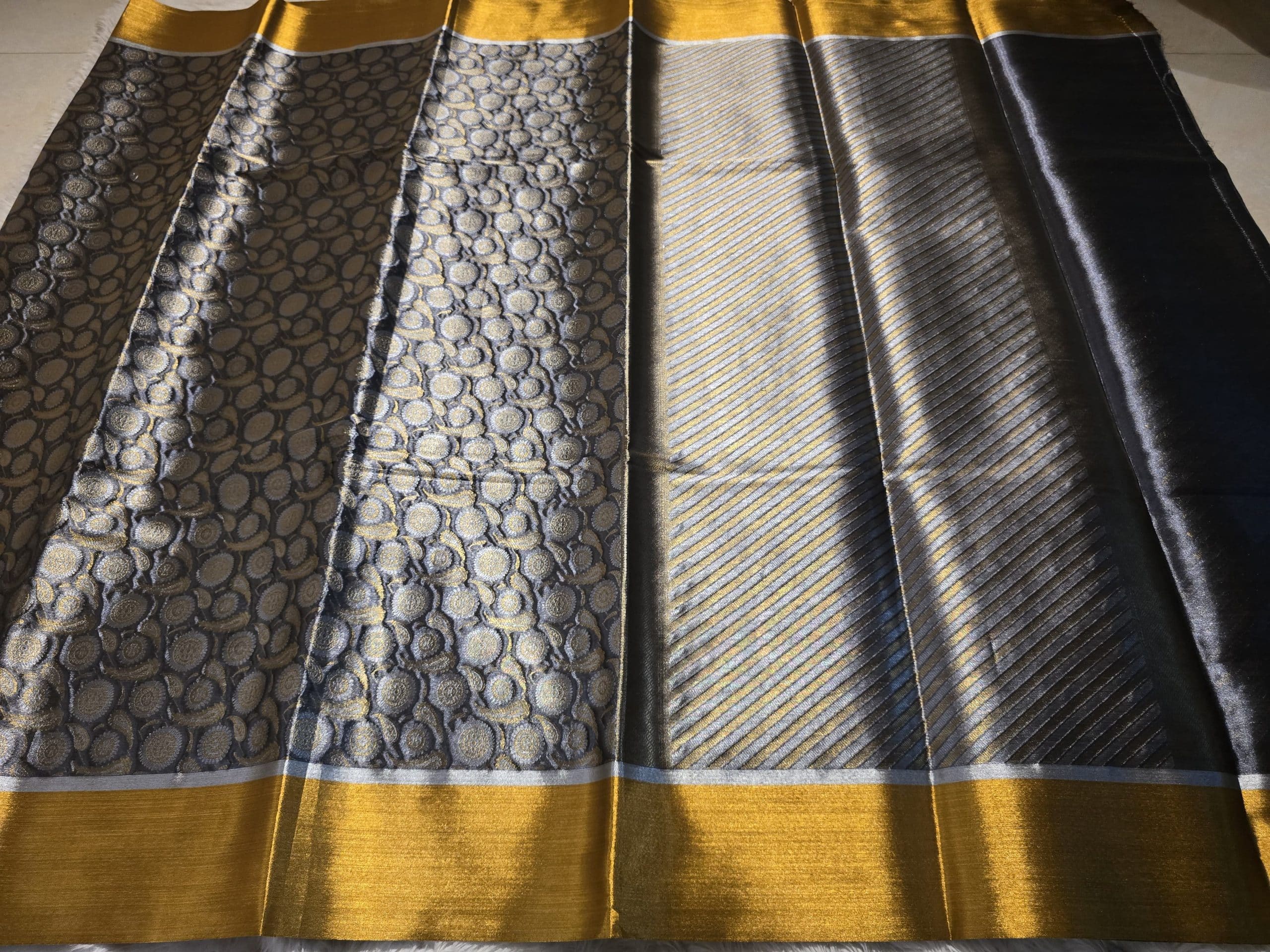 NITA-STEEL GRAY WITH GOLD SAREE