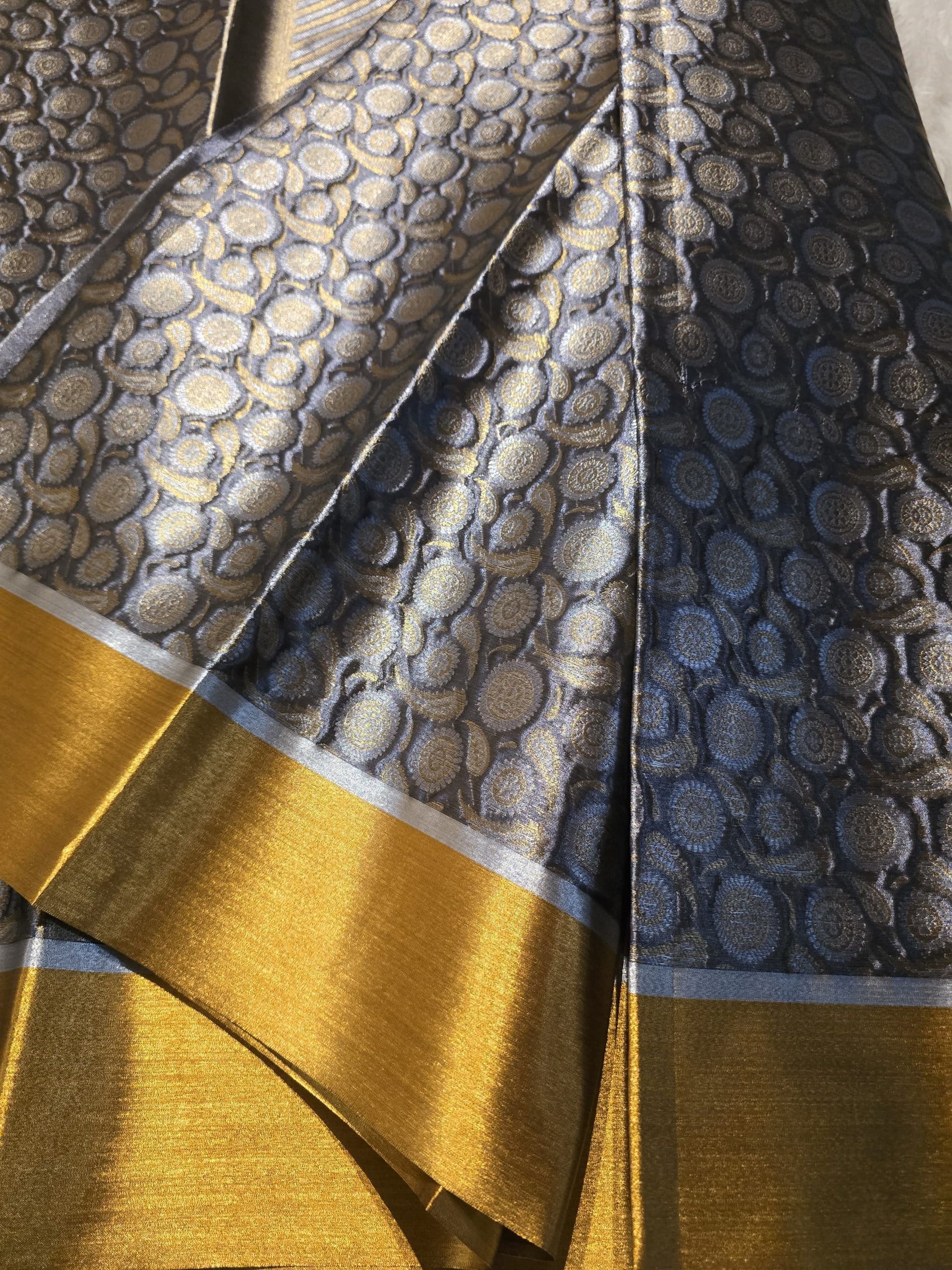 NITA-STEEL GRAY WITH GOLD SAREE
