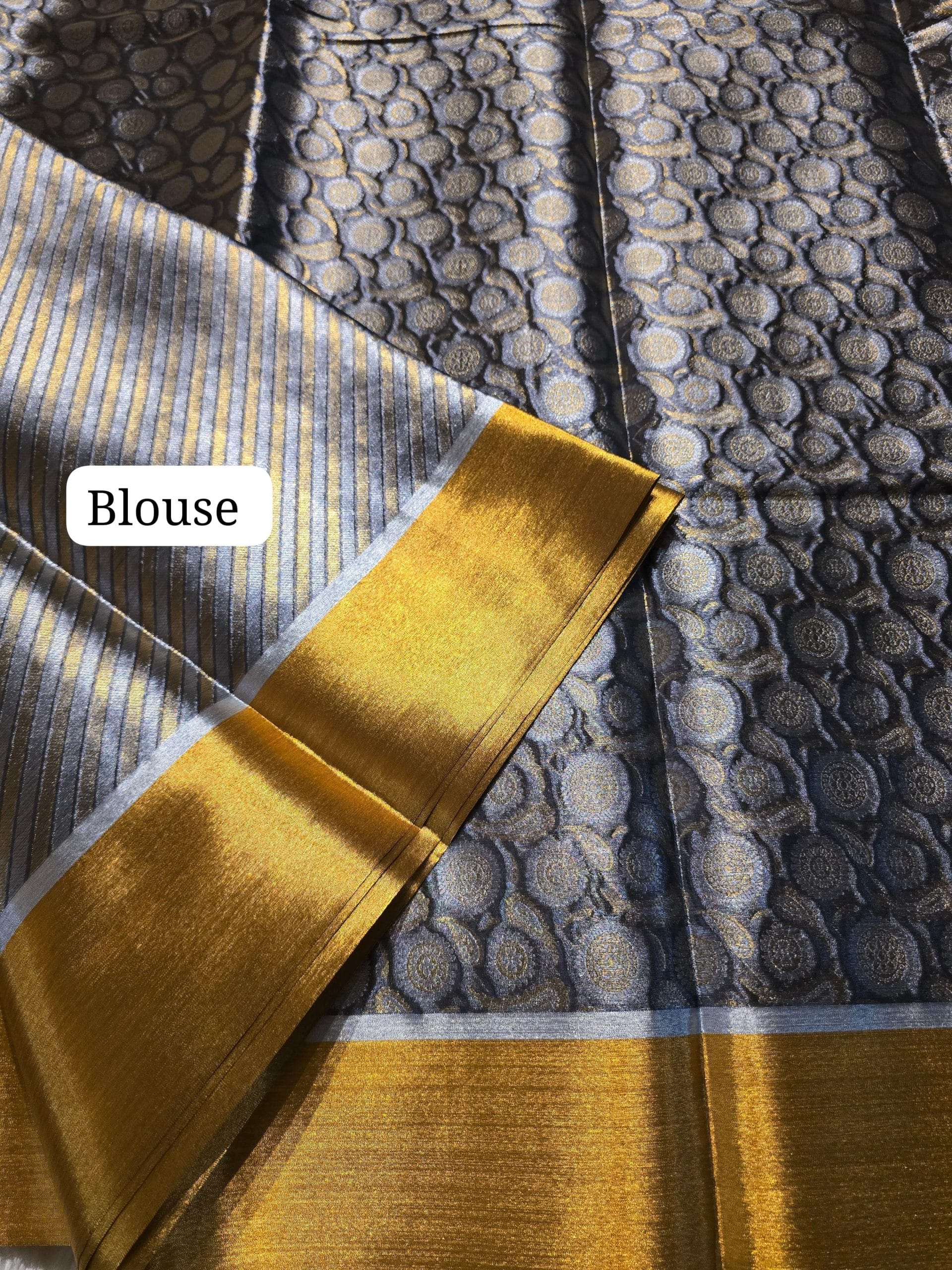 NITA-STEEL GRAY WITH GOLD SAREE