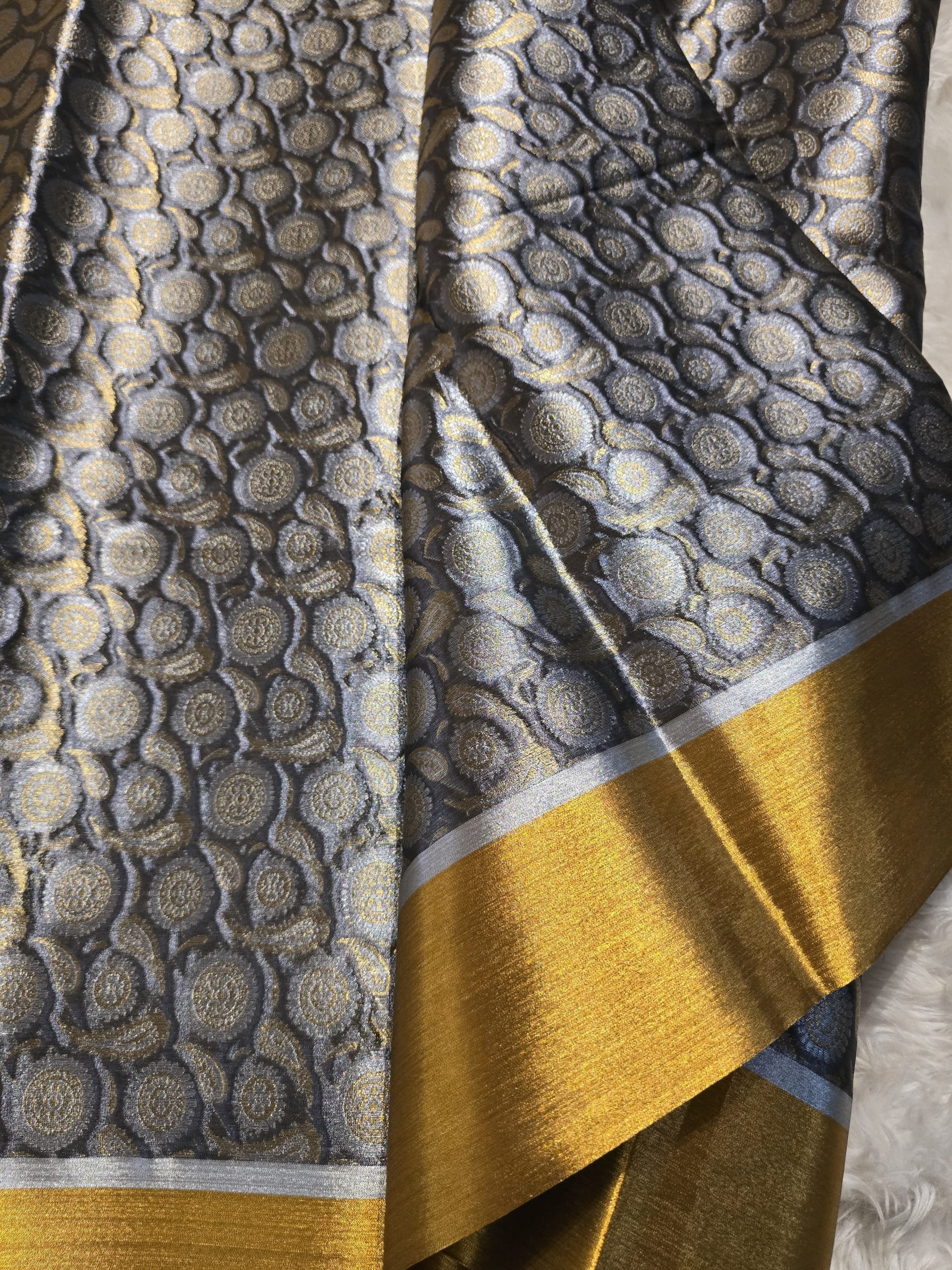 NITA-STEEL GRAY WITH GOLD SAREE