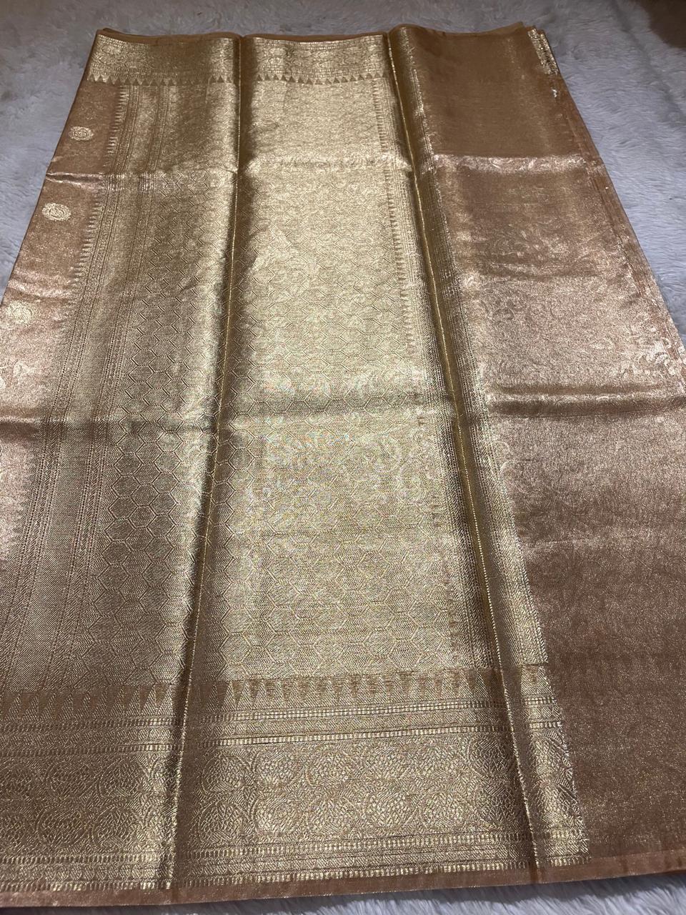 RADHI BUTTA-BEIGE PEACH GOLD SAREE