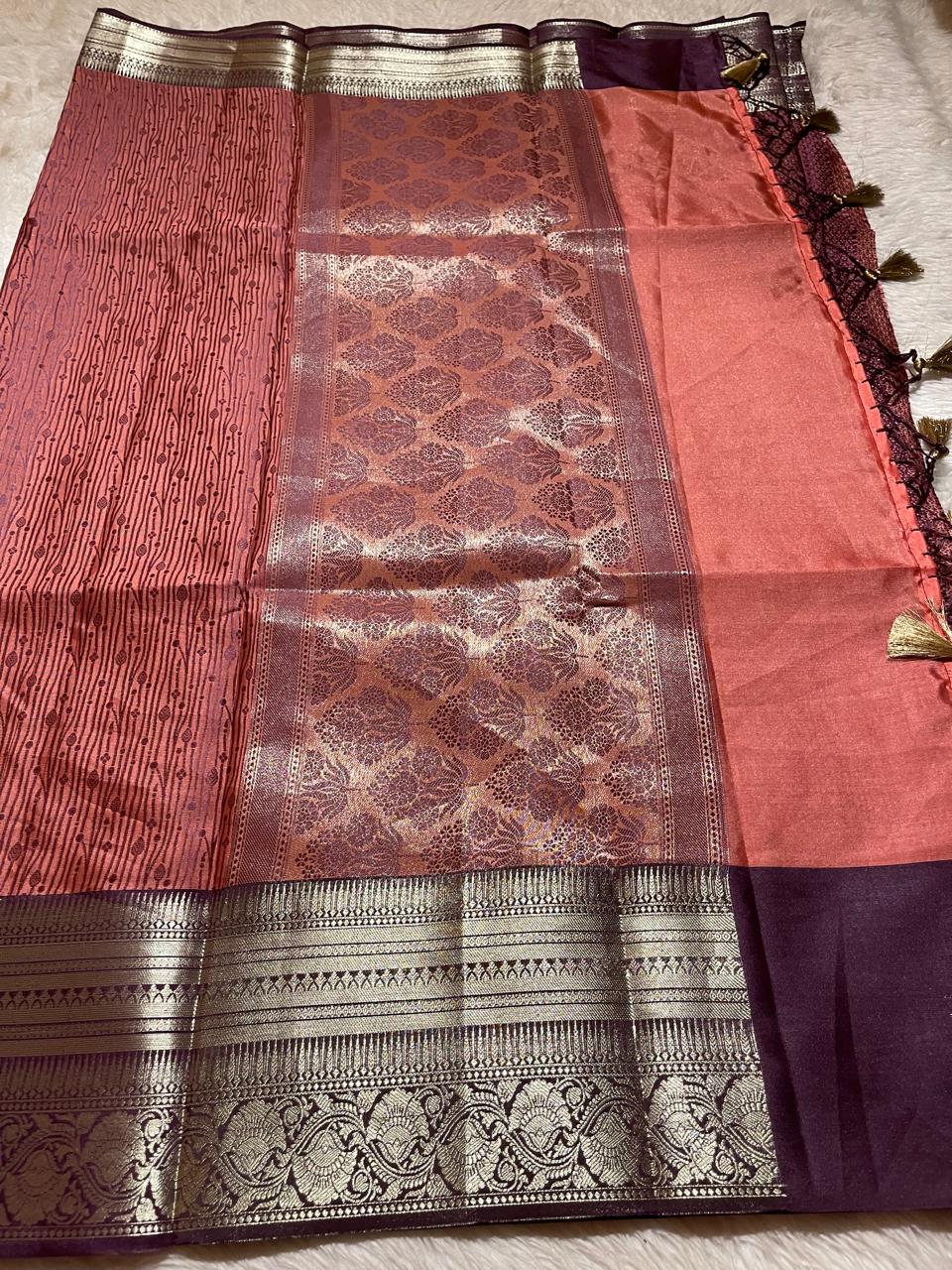 RADHIKA KT200- DARK PEACH BRICK SAREE