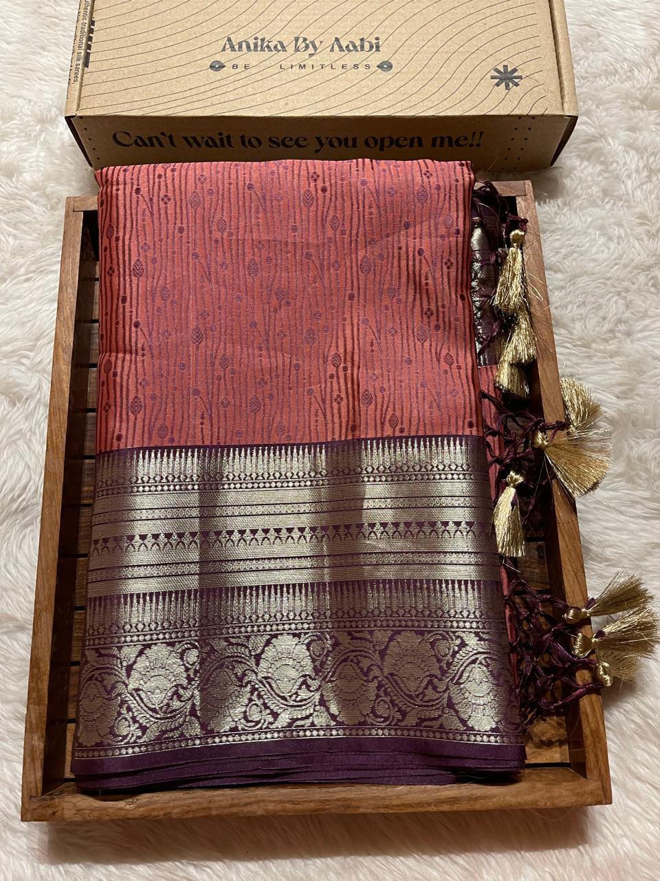 RADHIKA KT200- DARK PEACH BRICK SAREE