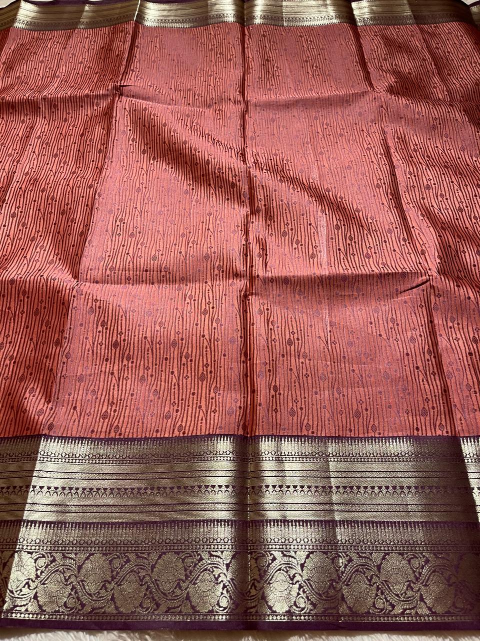 RADHIKA KT200- DARK PEACH BRICK SAREE