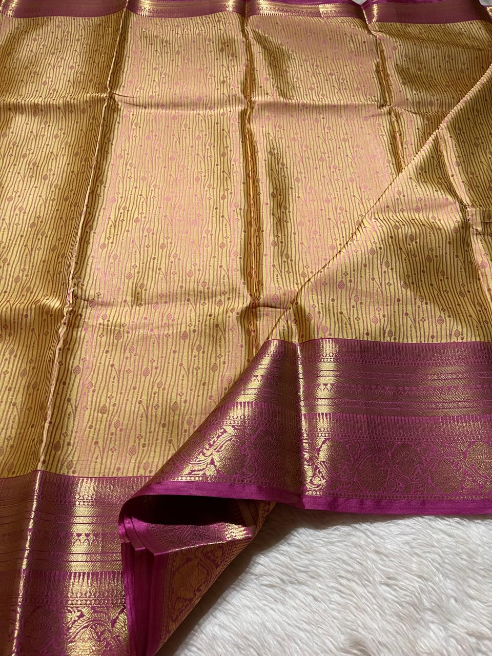 RADHIKA KT200- YELLOW DUAL TONE SAREE