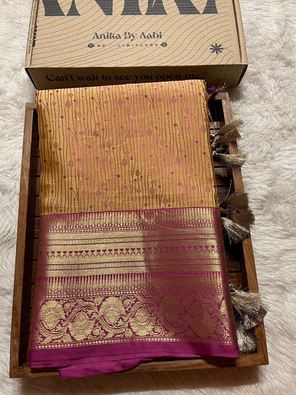 RADHIKA KT200- YELLOW DUAL TONE SAREE