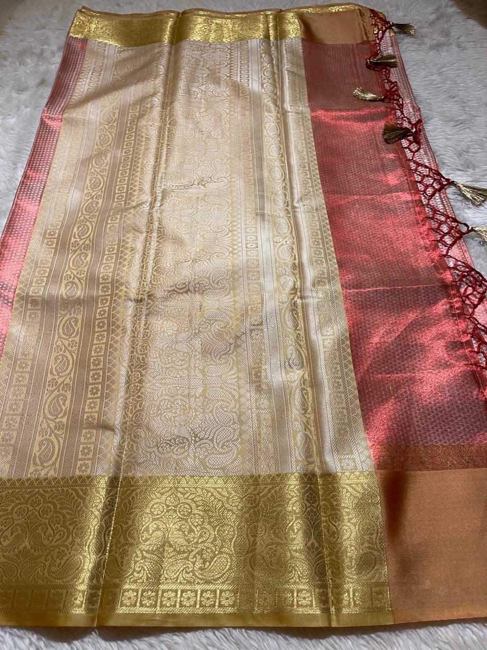 RADHIKA- PEACH PINK DUAL TONE SAREE