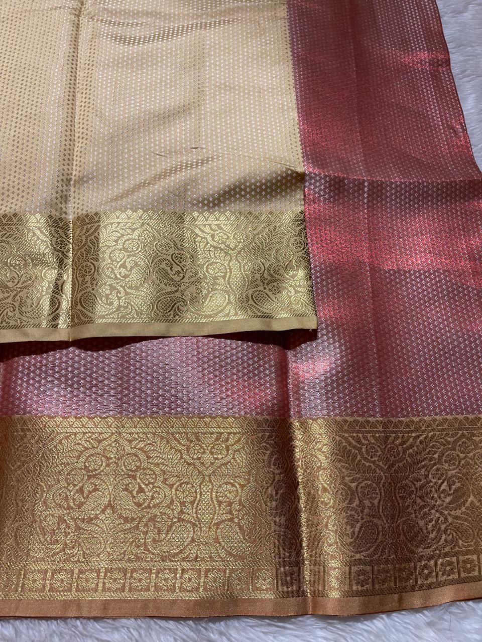 RADHIKA- PEACH PINK DUAL TONE SAREE