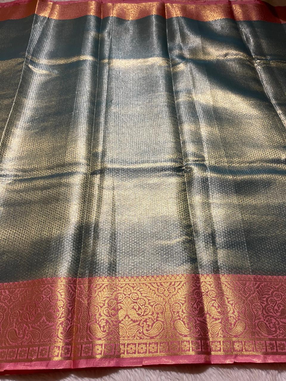 RADHIKA-PASTEL BLUE WITH PINK SAREE