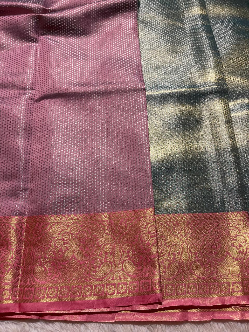 RADHIKA-PASTEL BLUE WITH PINK SAREE