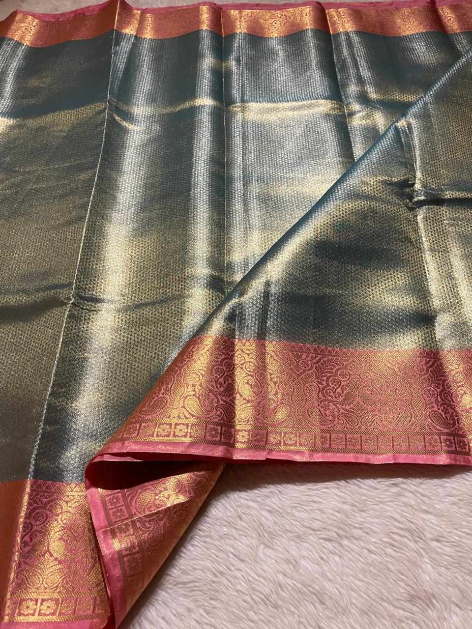 RADHIKA-PASTEL BLUE WITH PINK SAREE