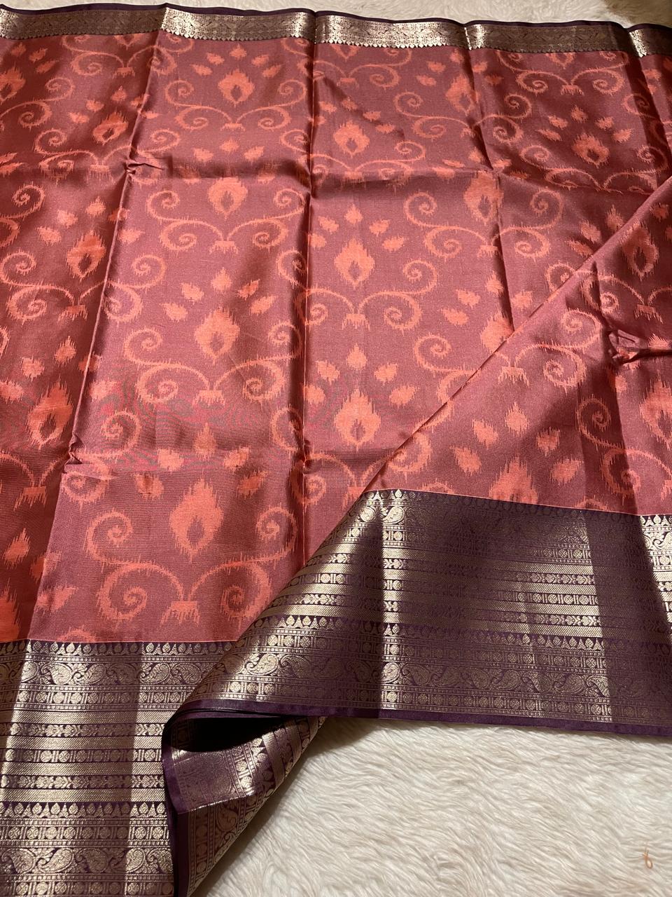 RADHIKA POCHAMPALLY - DARK BROWN DUAL TONE SAREE