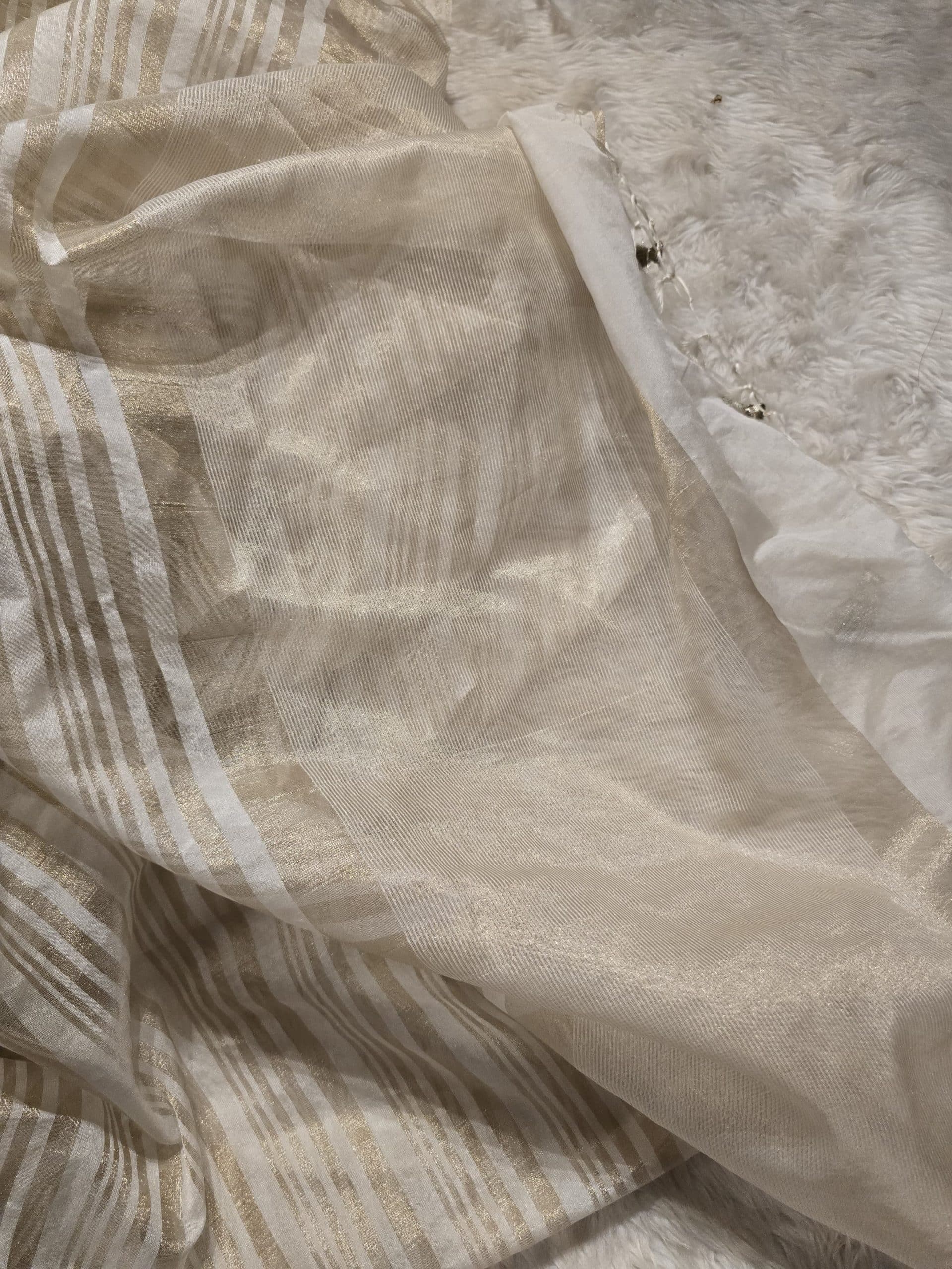 NAYAN-HALFWHITE STRIPES SAREE