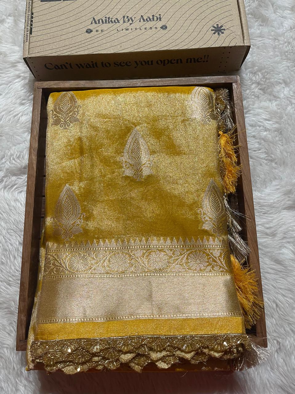 TISSUE LACE-ROYAL YELLOW GOLD 2 SAREE