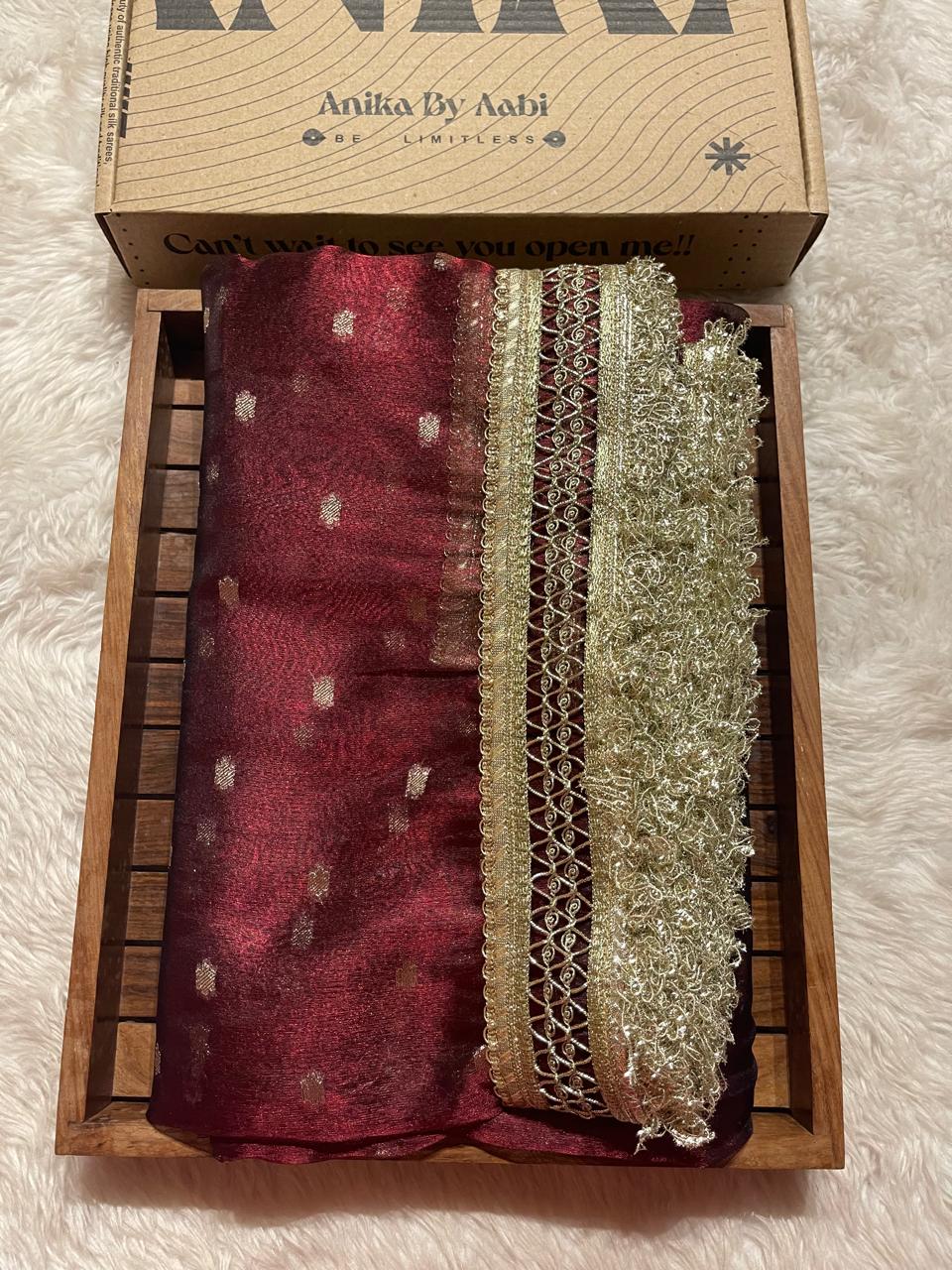 BANARASI LACE-MAROON DUAL TONE